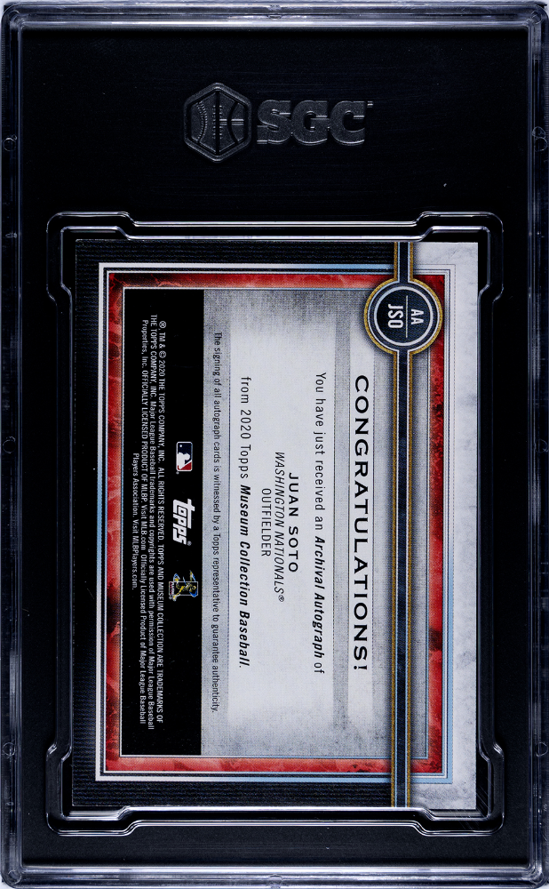 2020 Topps Museum Collection Juan Soto #AA-JSO Archival Autos. Copper SGC 9