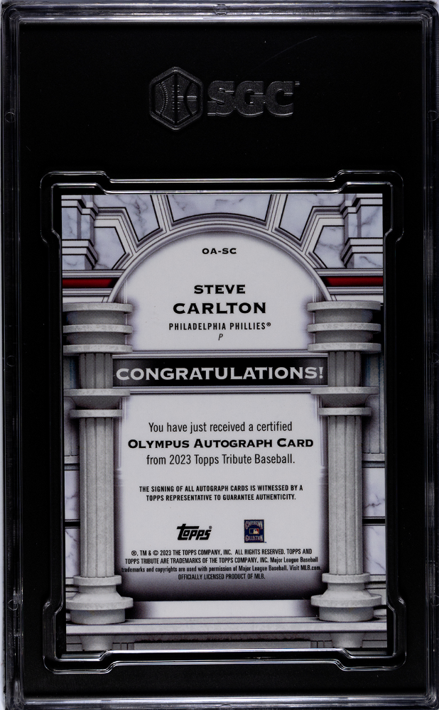 2023 Topps Tribute Steve Carlton #OA-SC Olympus Autograph Orange SGC 9 Auto 10