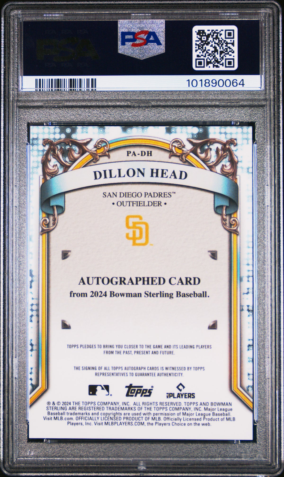 2024 Bowman Sterling Prospect Autographs Dillon Head #PADH PSA 9
