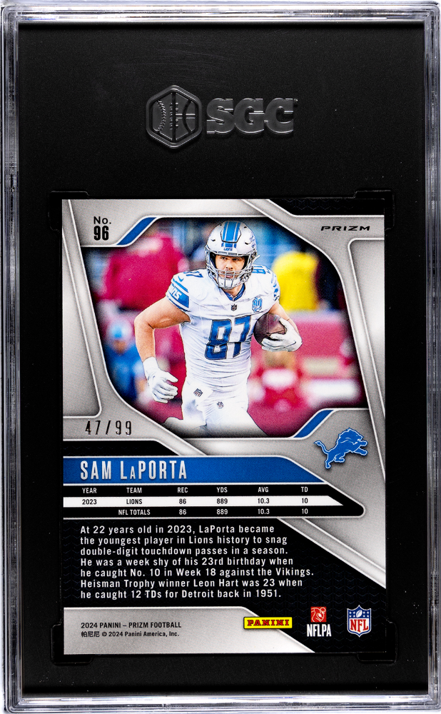 2024 Panini Prizm Sam Laporta #96 Blue Ice SGC 10