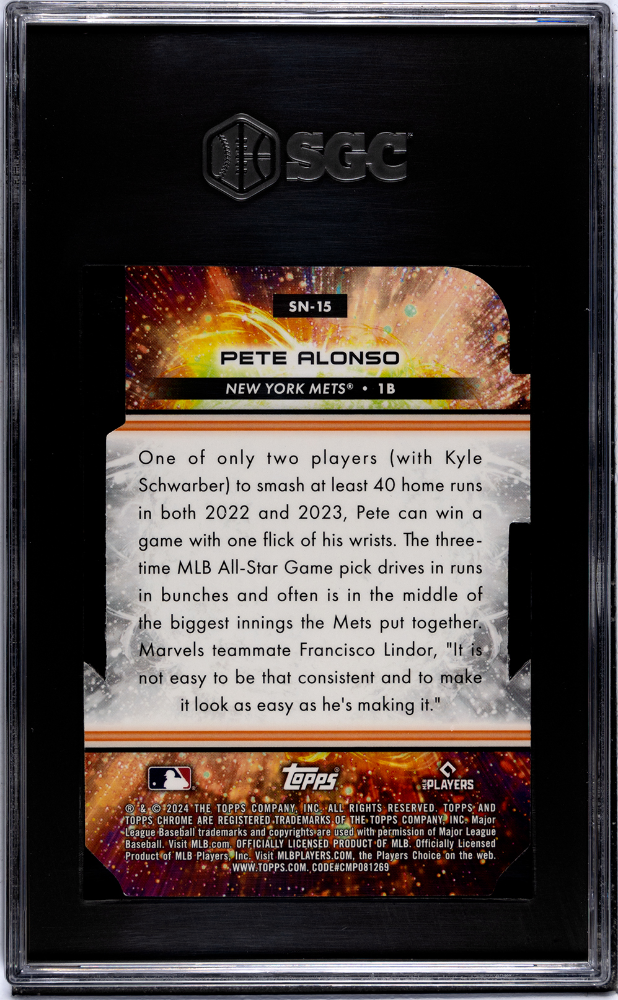 2024 Topps Cosmic Pete Alonso #SN-15 Stella Nova Red Flare Refractor SGC 7