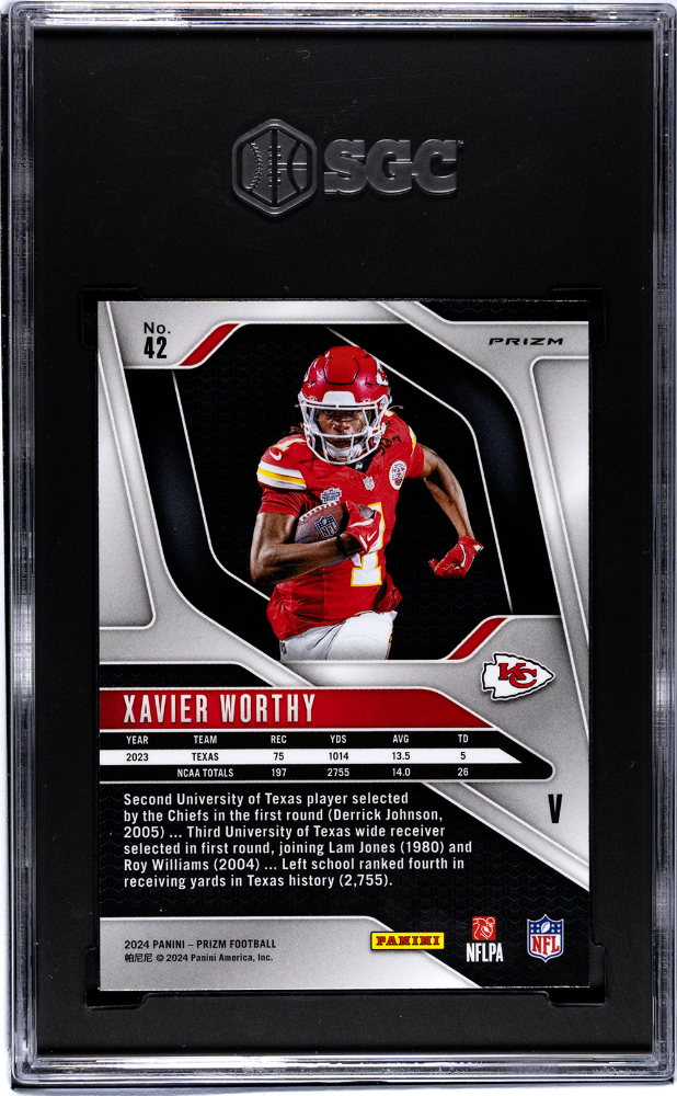 2024 Panini Prizm Xavier Worthy #42 Var. No Huddle SGC 9.5