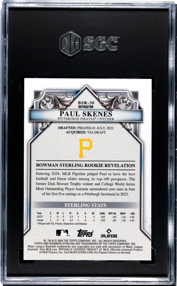 2024 Bowman Sterling Paul Skenes #BSR-30 Rookie Refractor SGC 9