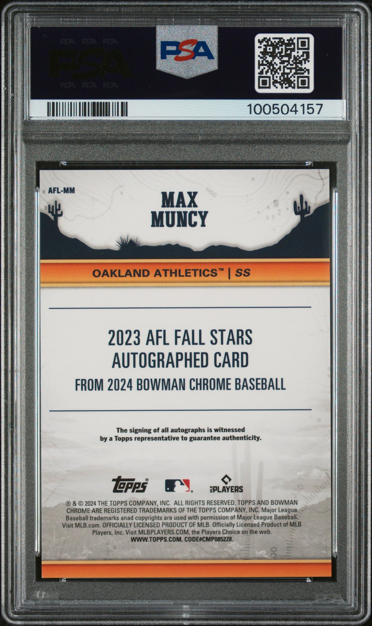 2024 Bowman Chrome 2023 Afl Fall Stars Autographs Max Muncy #AFLMM /150 PSA 10