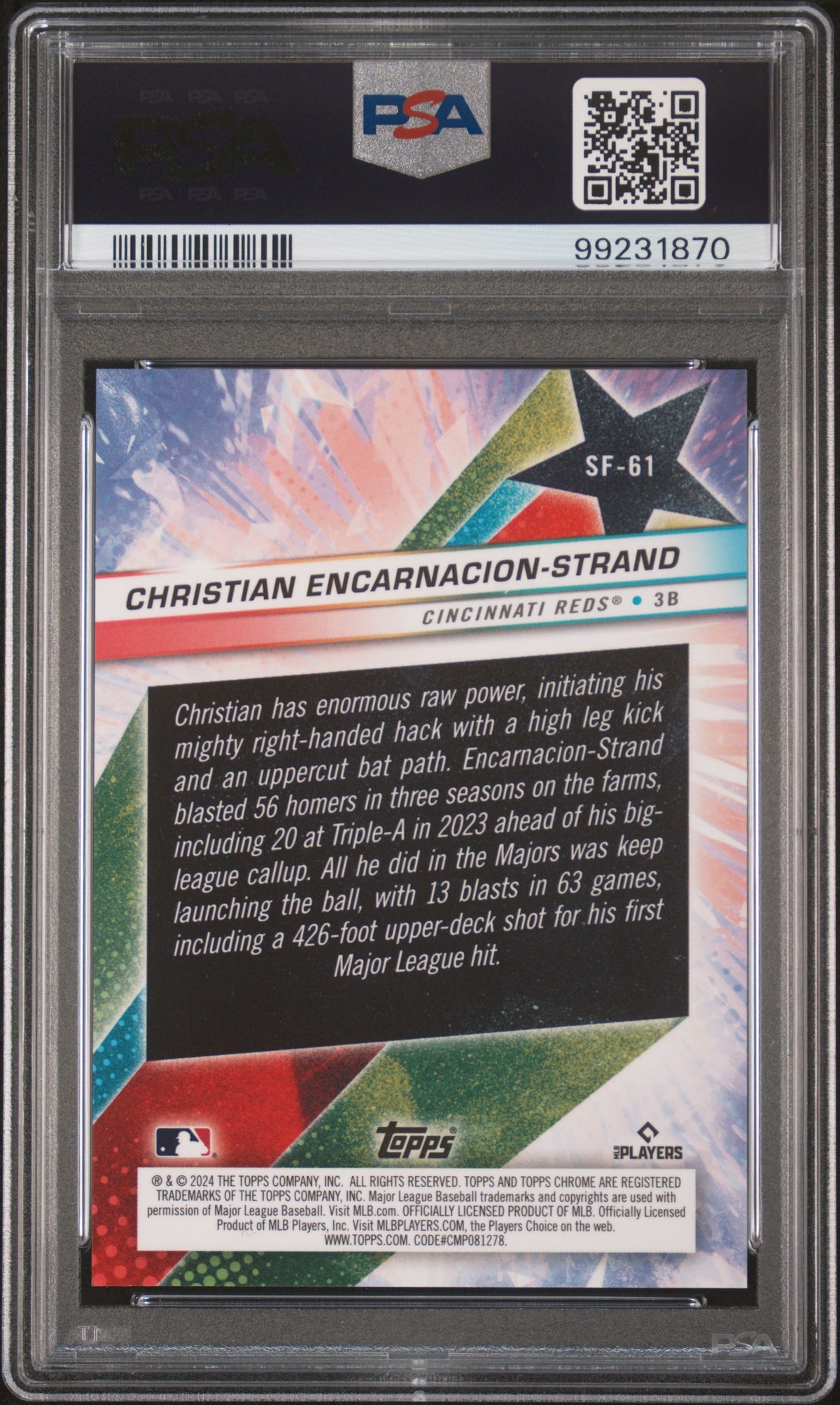 2024 Topps Cosmic Starfractor C. Encarnacion-Strand #61 Black Eclipse /10 PSA 10