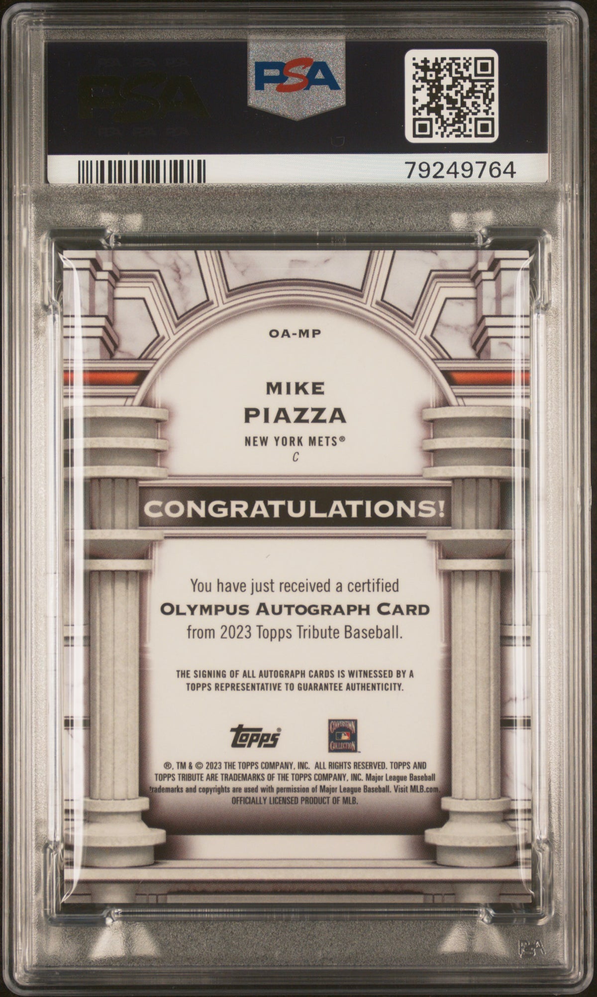 2023 Topps Tribute Olympus Autograph Mike Piazza #OAMP 01/45 PSA 10 Auto 8