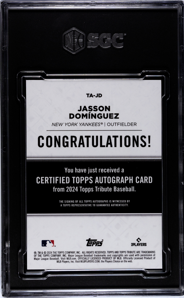2024 Topps Tribute Jasson Dominguez #TA-JD Autograph SGC 9