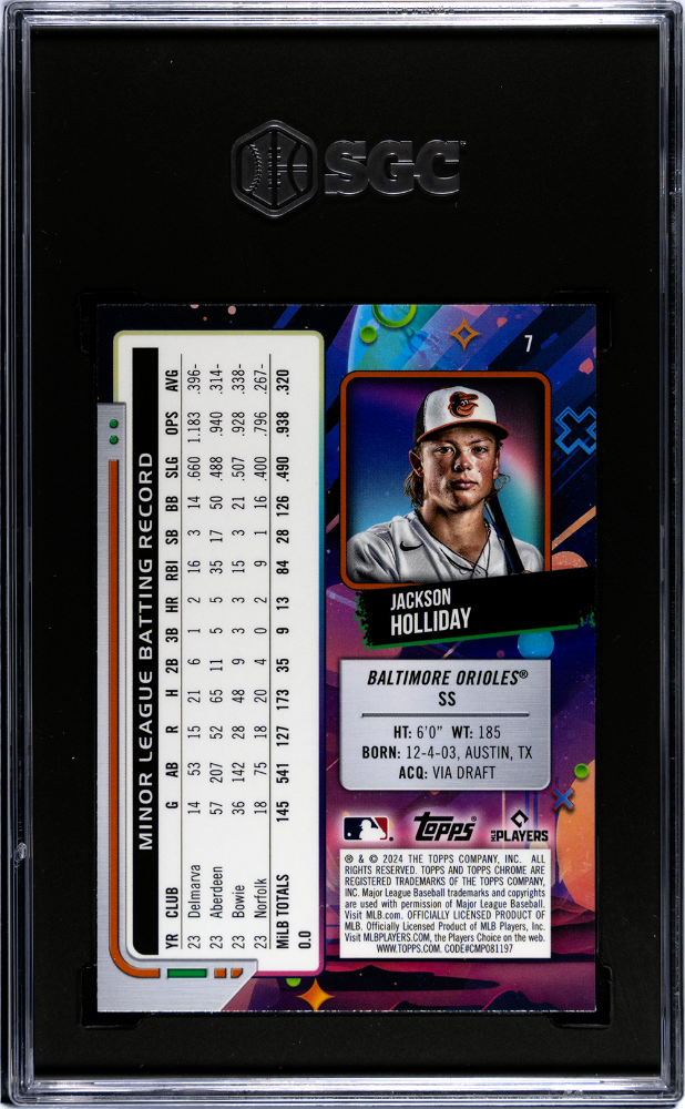 2024 Topps Cosmic Chrome Jackson Holliday #7 Green Space Dust Refractor SGC 8