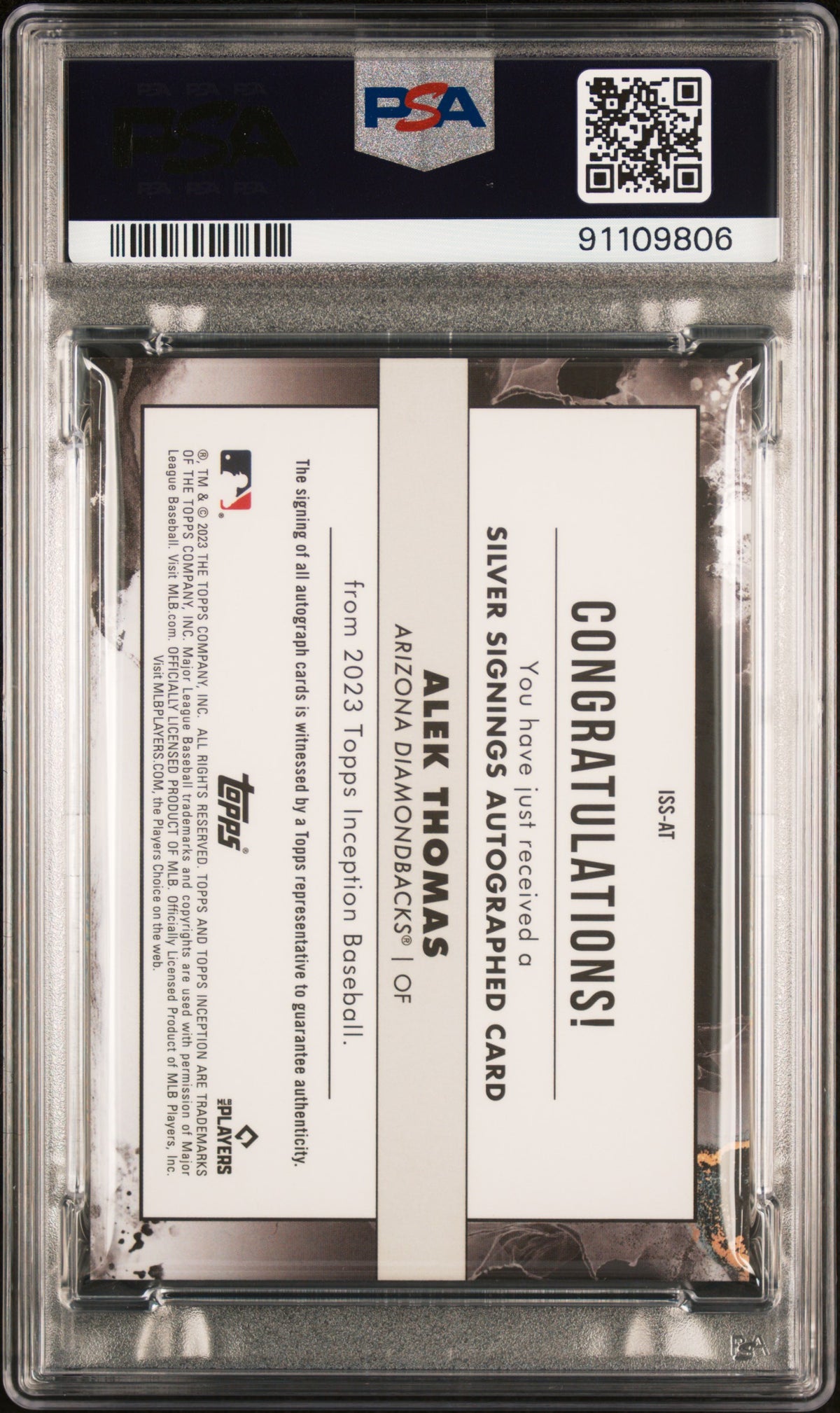 2023 Topps Inception Inception Silver Signings Alek Thomas #ISSAT 06/10 PSA 10