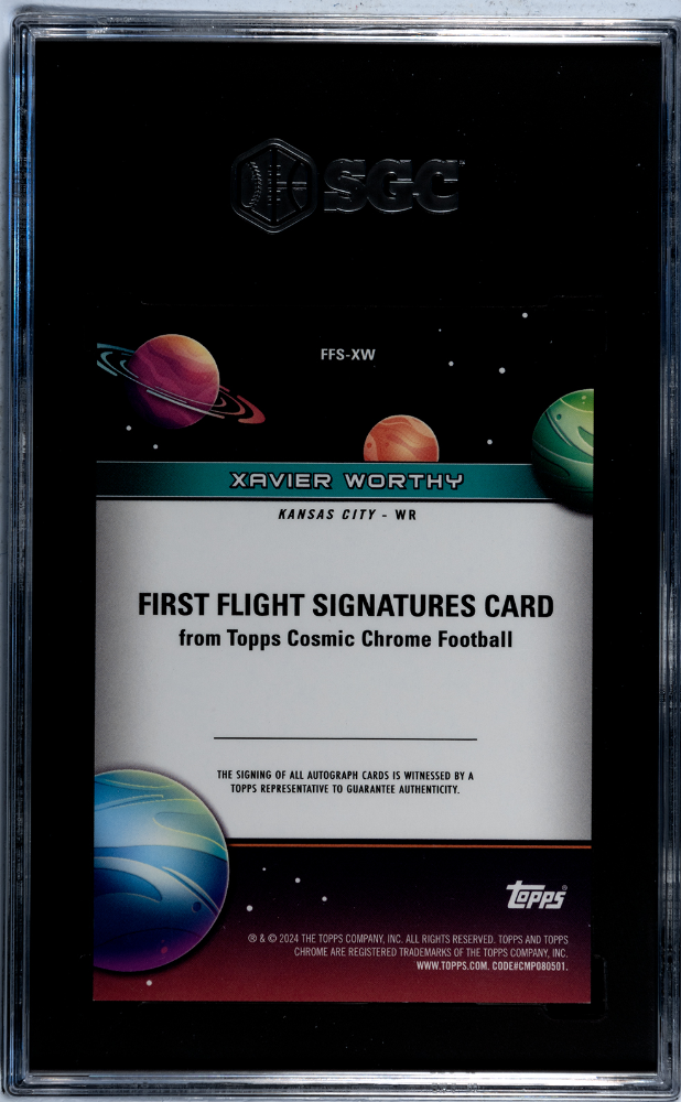 2024 Topps Cosmic Xavier Worthy #FFS-XW  Black Eclipse Refractor SGC 9.5 Auto 10