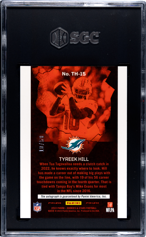 2022 Panini Rookies & Stars Tyreek Hill #TH-15 Thrillers SGC 10 Auto 10