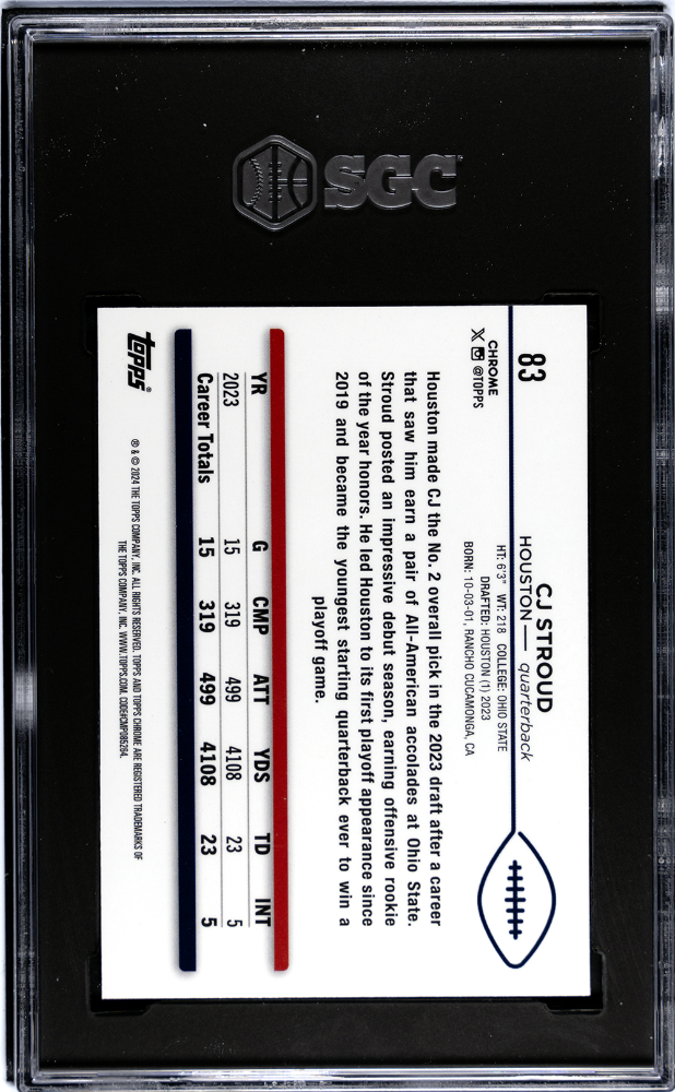 2024 Topps Chrome Sapphire CJ Stroud #83 SGC 10