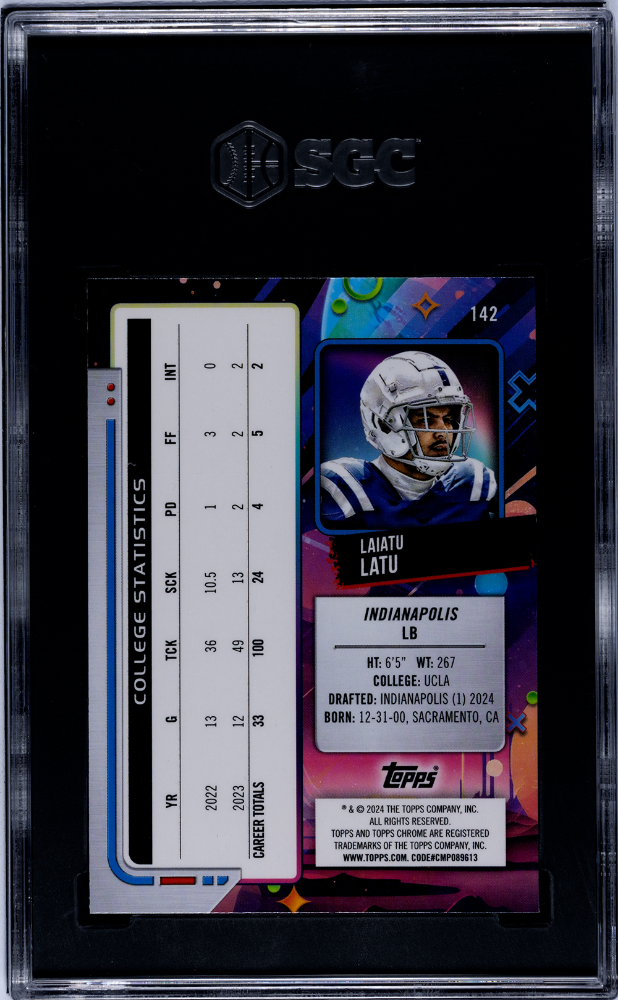 2024 Topps Cosmic Chrome Laiatu Latu #142 Blue Moon Refractor SGC 10