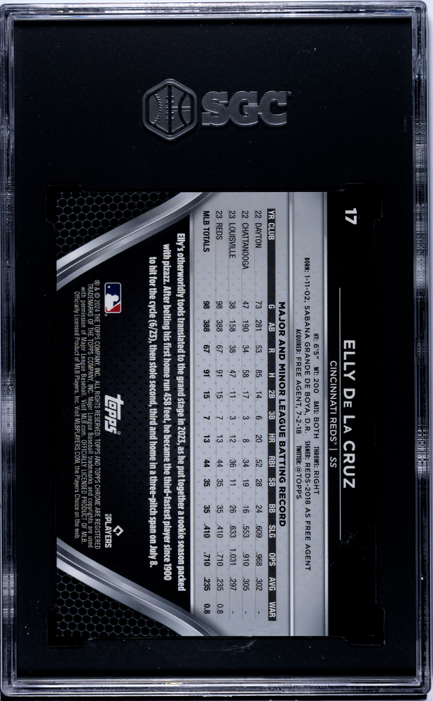 2024 Topps Chrome Black Elly De La Cruz #17 Green Refractor SGC 10
