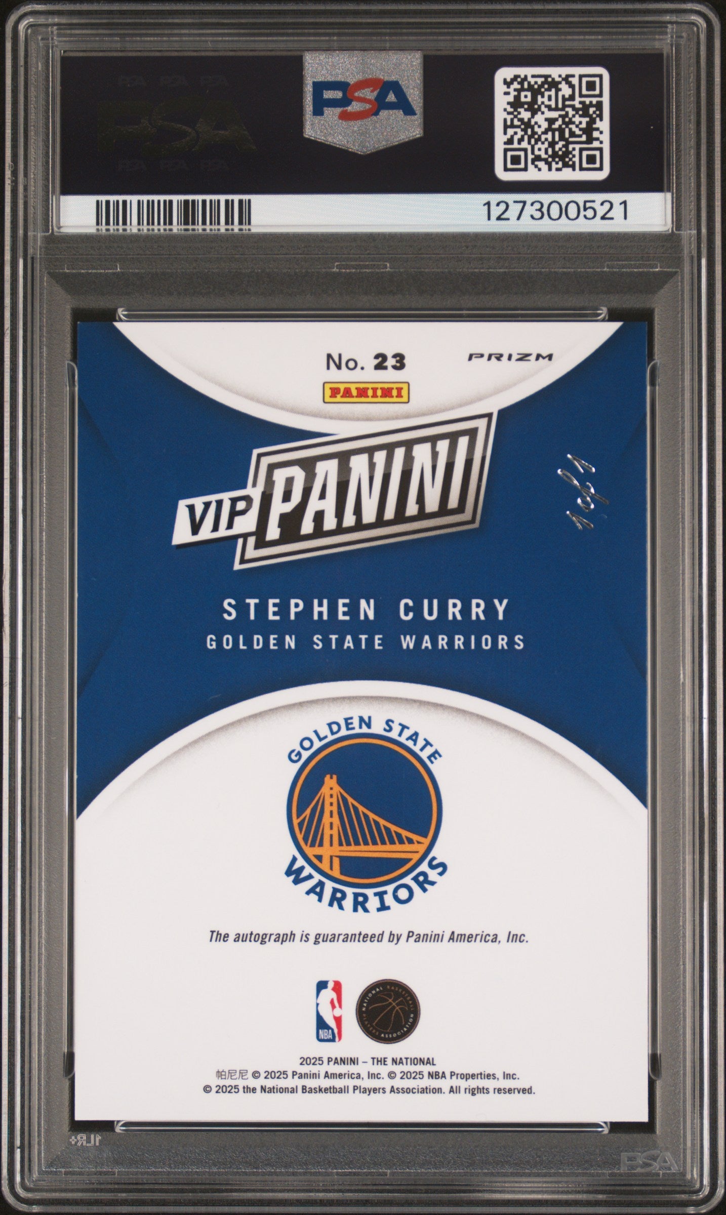2025 Panini National Collectors Gold Stephen Curry #23 Auto Vinyl 1/1 PSA  Auto