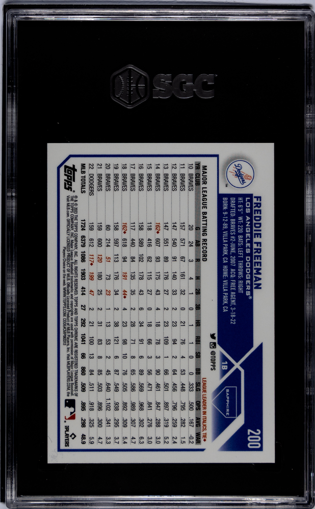 2023 Topps Chrome Sapphire Freddie Freeman #200 Orange SGC 9.5