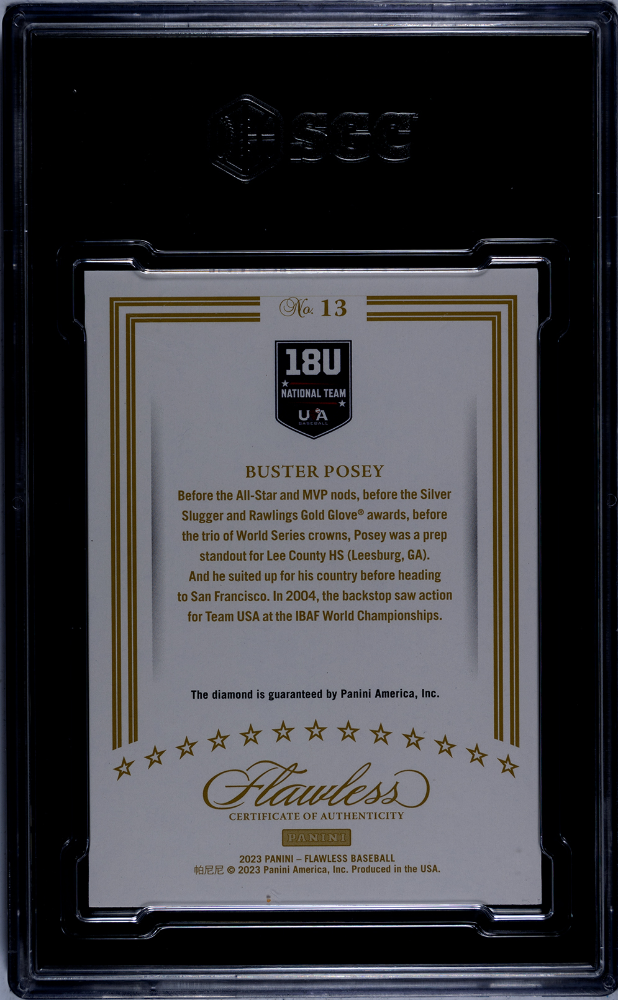 2023 Panini Flawless Buster Posey #13 Usa Diamond SGC 10
