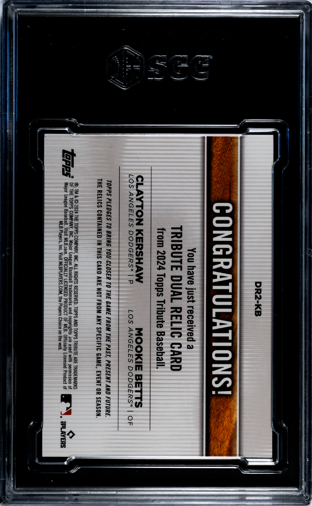 2024 Topps Tribute Betts Kershaw #DR2-KB Dual Relic Gold SGC 8.5