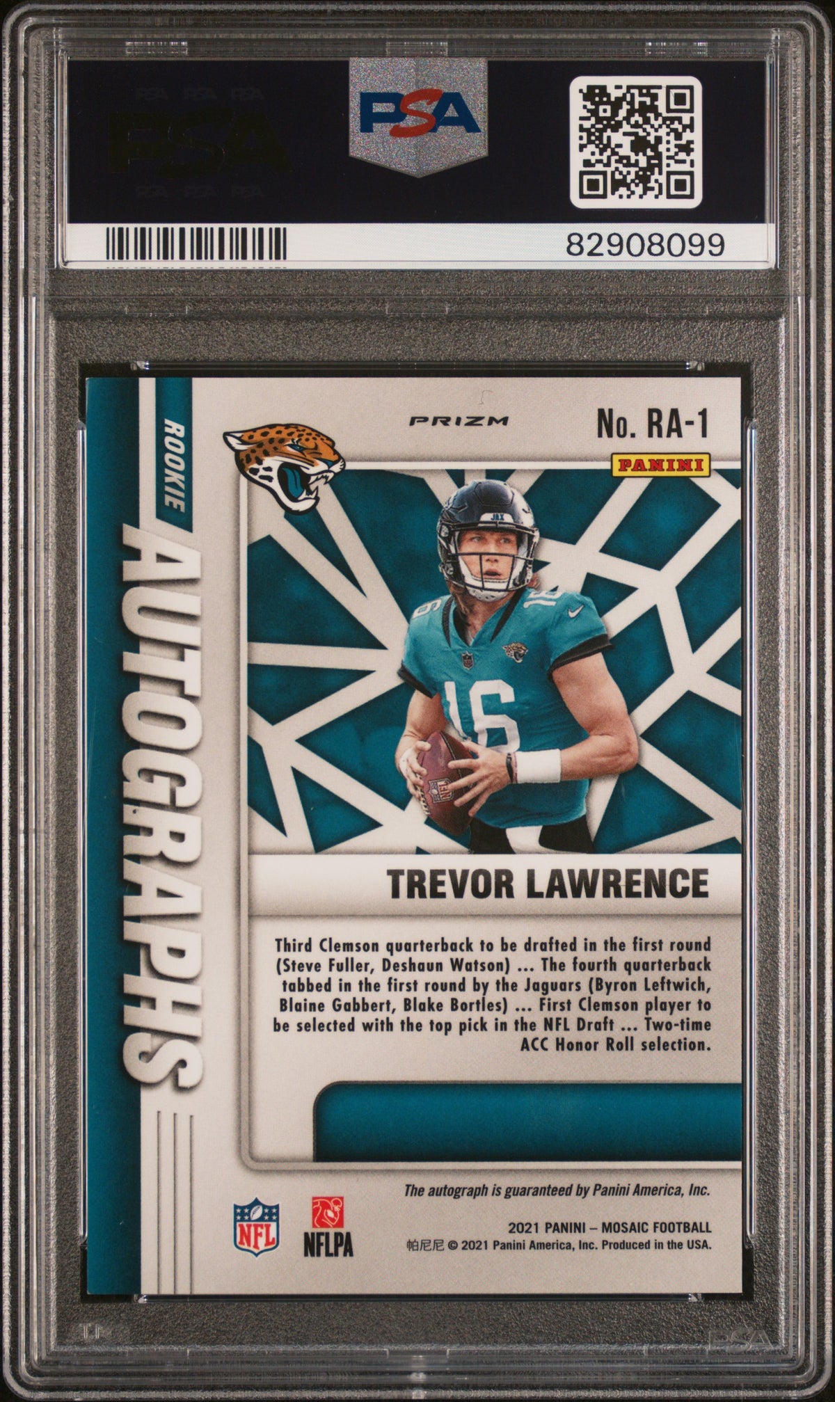 2021 Panini Mosaic Rookie Autographs Mosaic Trevor Lawrence #RA1 PSA 9 Auto 10