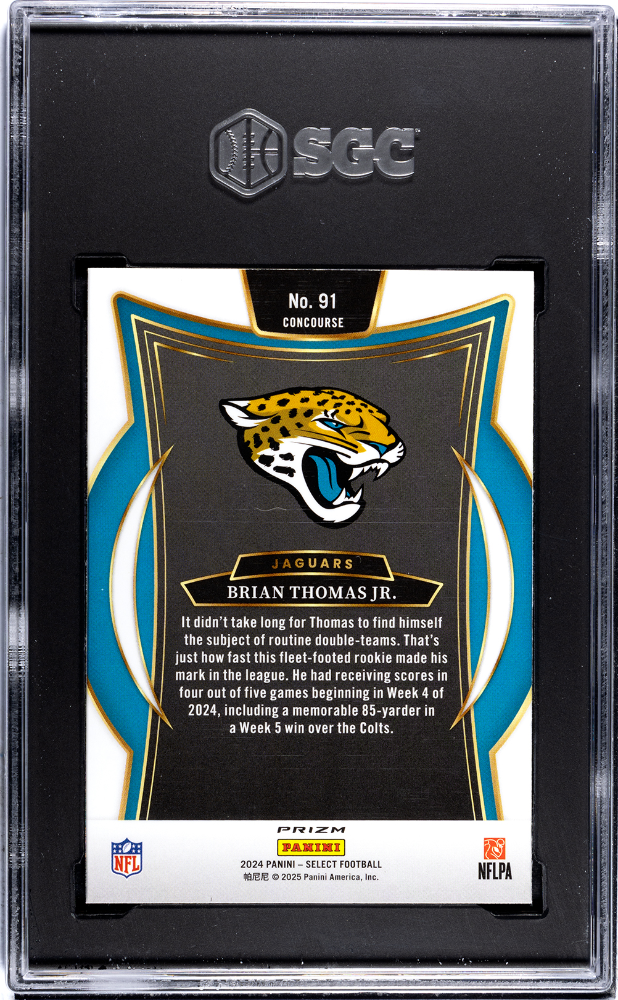 2024 Panini Select Brian Thomas JR. #91 Red & Blue Shock Prizm SGC 9.5