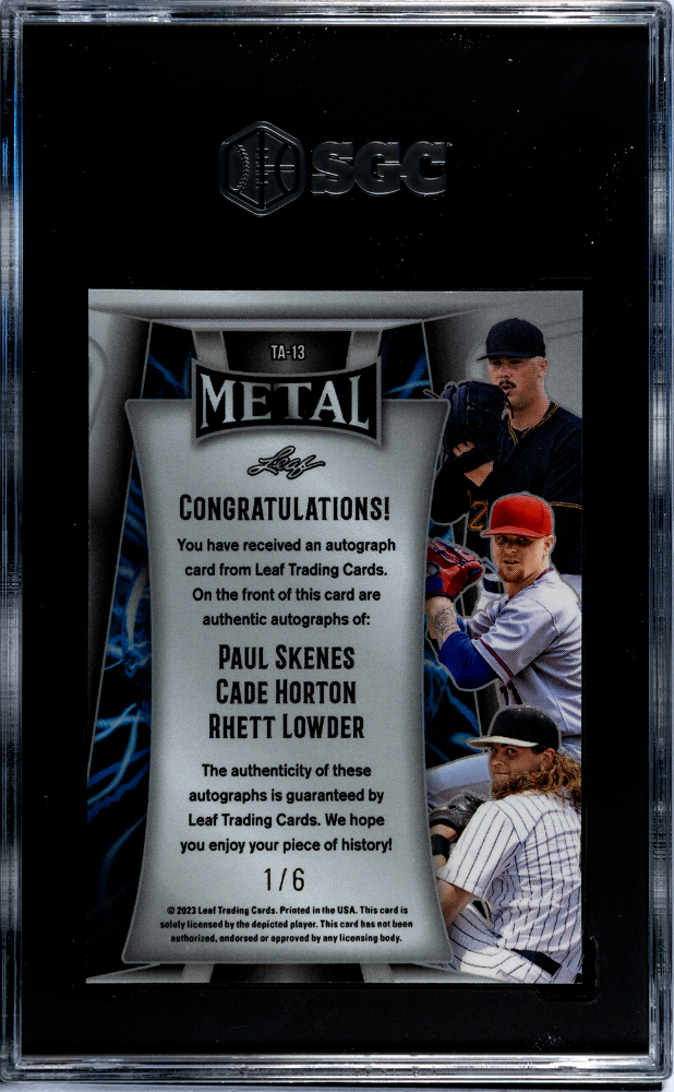 2023 Leaf Metal Horton Skenes Lowder #TA-13 Triple Auto Black Wave SGC 8.5 /6