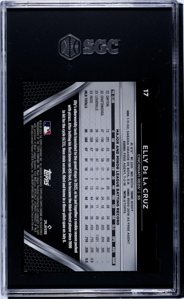 2024 Topps Chrome Black Elly De La Cruz #17 Green Refractor SGC 9