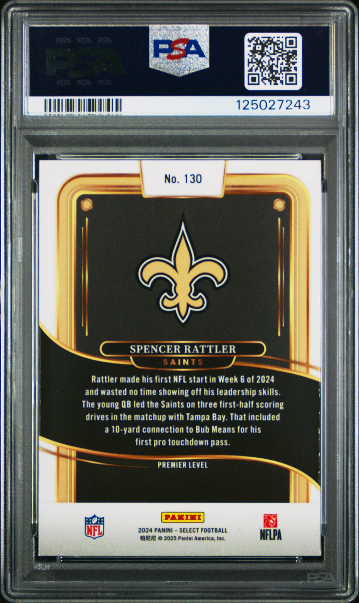 2024 Panini Select Spencer Rattler #130 PSA 9