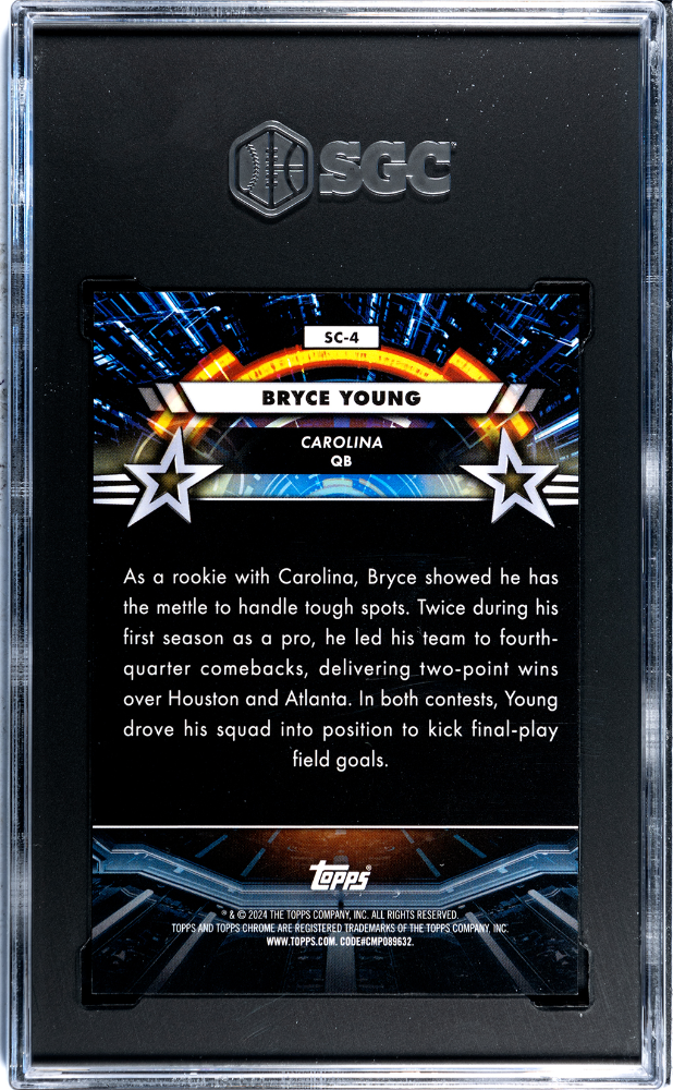 2024 Topps Cosmic Chrome Bryce Young #SC-4 Star Blue Moon Refractor SGC 9
