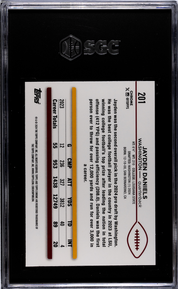 2024 Topps Chrome Jayden Daniels #201 SGC 10
