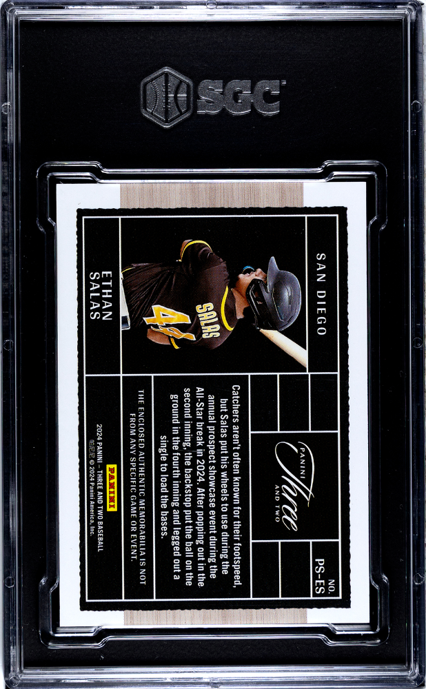 2024 Panini Three & Two Ethan Salas #PS-ES Prospect Swatches Emerald SGC 7