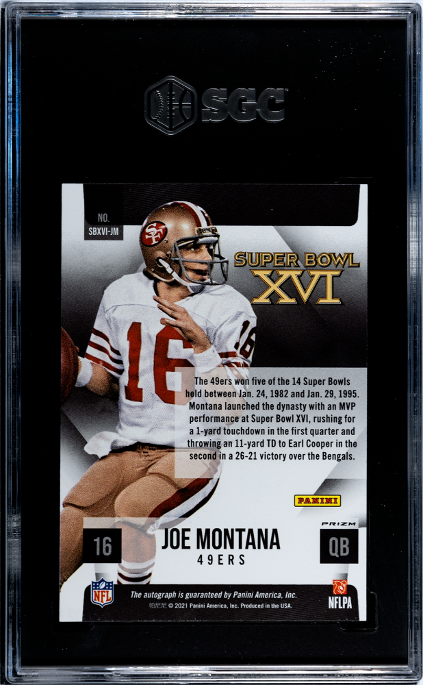 2021 Panini Joe Montana #SBXVI-JM Super Bowl Sigs. SGC 8