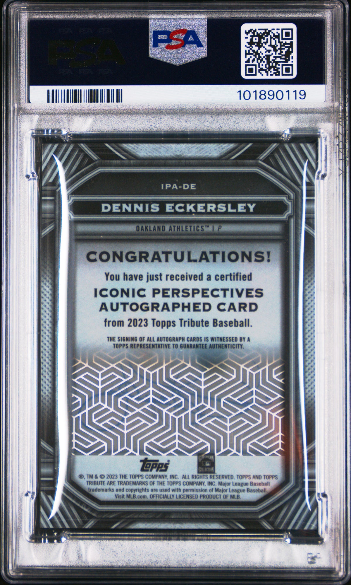 2023 Topps Tribute Perspectives Auto Dennis Eckersley #IPADE Red 01/10 PSA