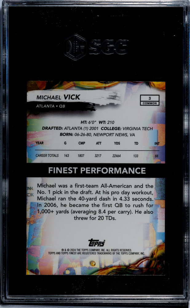 2024 Topps Finest Michael Vick #3 Blue Checkerboard Refractor SGC 9