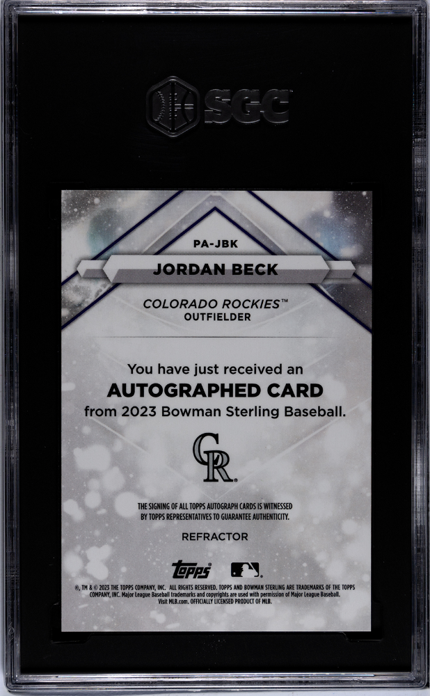 2023 Bowman Sterling Jordan Beck #PA-JBK Pros. Autograph Refractor SGC 9 Auto 10