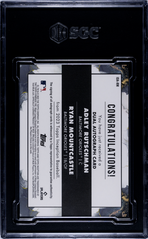 2023 Topps Inception Rutschman Mountcastle #IDA-RM Dual Autograph Blue SGC 9.5