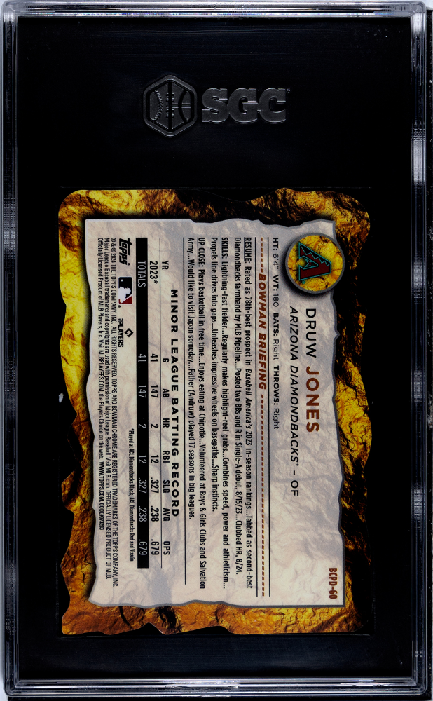 2024 Bowman Druw Jones #BCPD-60 CHR. Pros. Special Die Cut Var. SGC 8