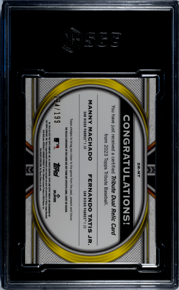 2023 Topps Tribute Machado Tatis JR. #DR-MT Dual Relics SGC 9