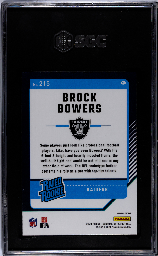 2024 Donruss Optic Brock Bowers #215 Purple Scope Prizm SGC 8.5