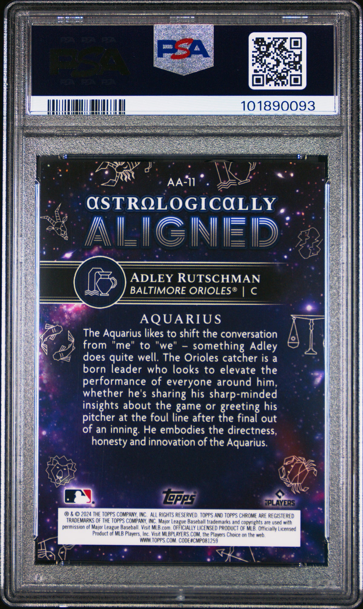 2024 Topps Chrome Cosmic Adley Rutschman #11 Aa Gold Interstellar Ref /50 PSA 10