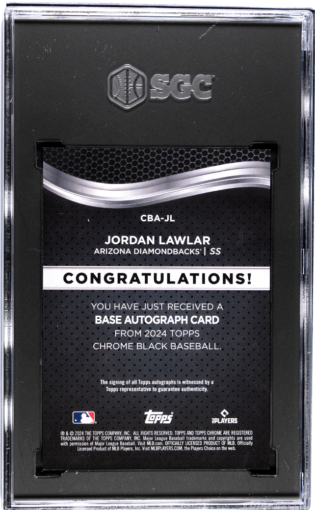 2024 Topps Chrome Black Jordan Lawlar #CBA-JL Autograph SGC 9 Auto 10
