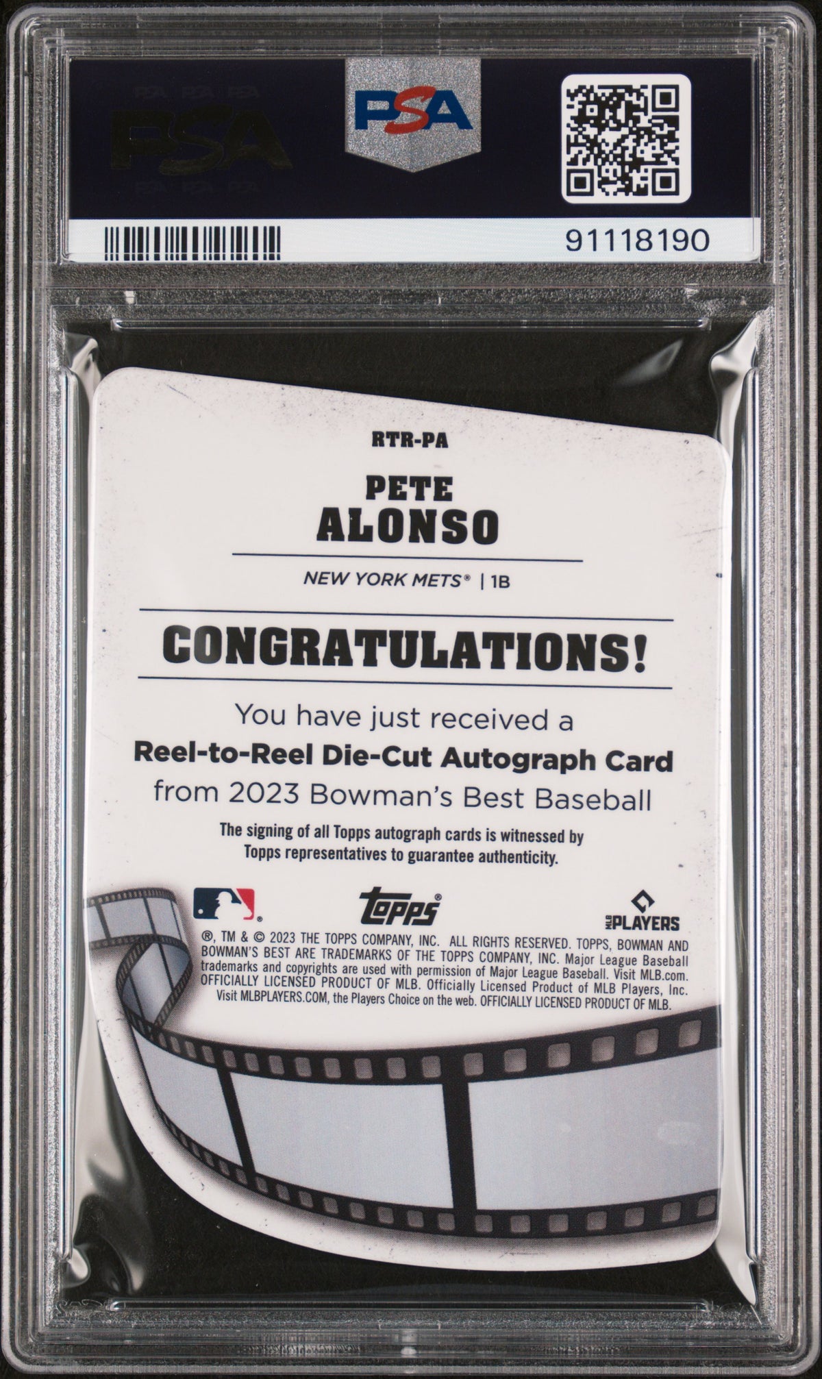2023 Bowman's Best Reel To Reel Die-Cuts Auto Pete Alonso #RTRPA DC Lava  PSA 10