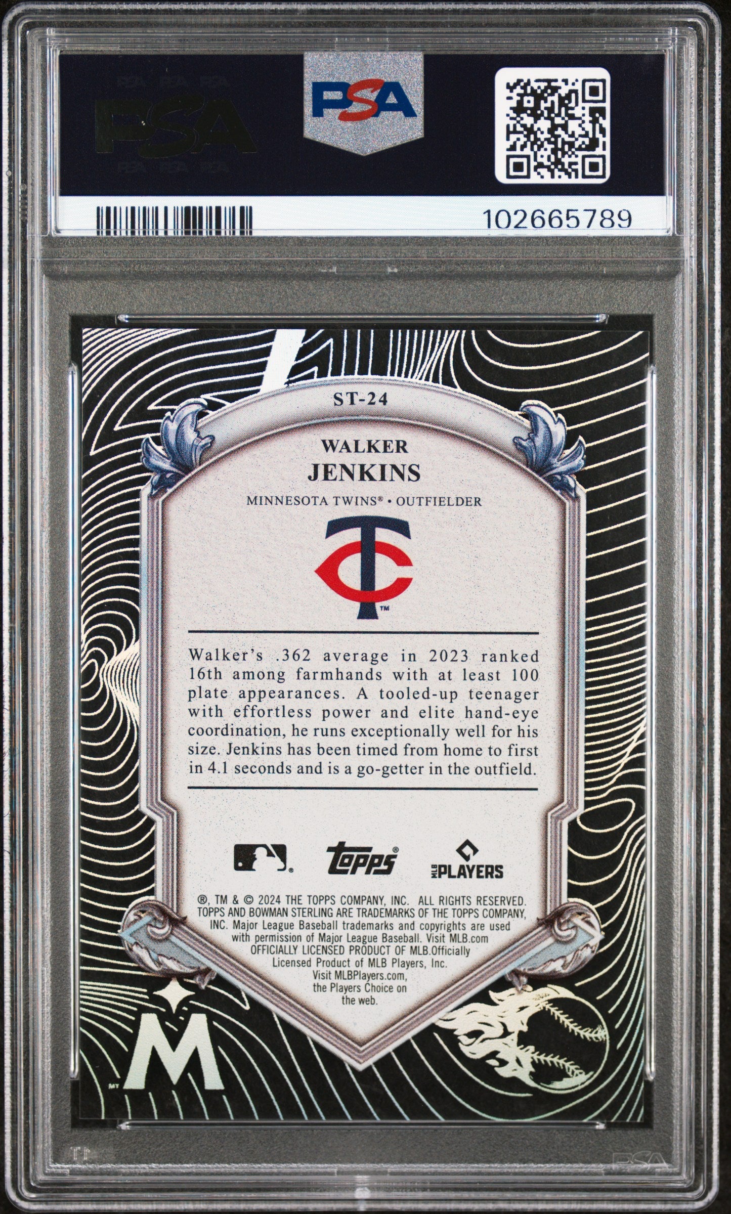 2024 Bowman Sterling Sterling Tek Walker Jenkins #ST24 PSA 10