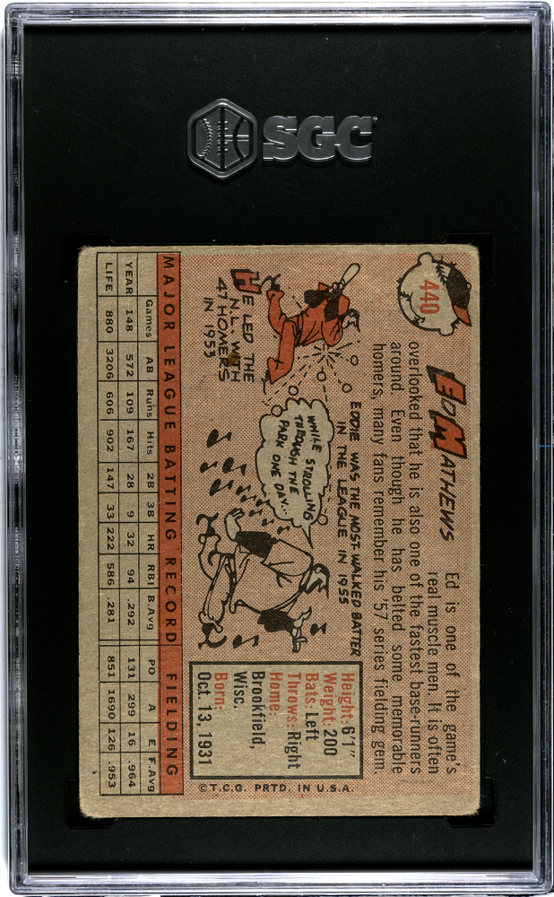 1958 Topps Ed Mathews #440 SGC 1.5