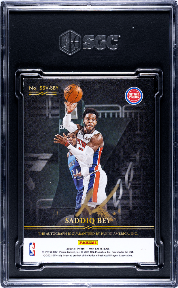 2020 Panini Noir Saddiq Bey #SSV-SBY Spotlight Sigs. Vertical SGC 8
