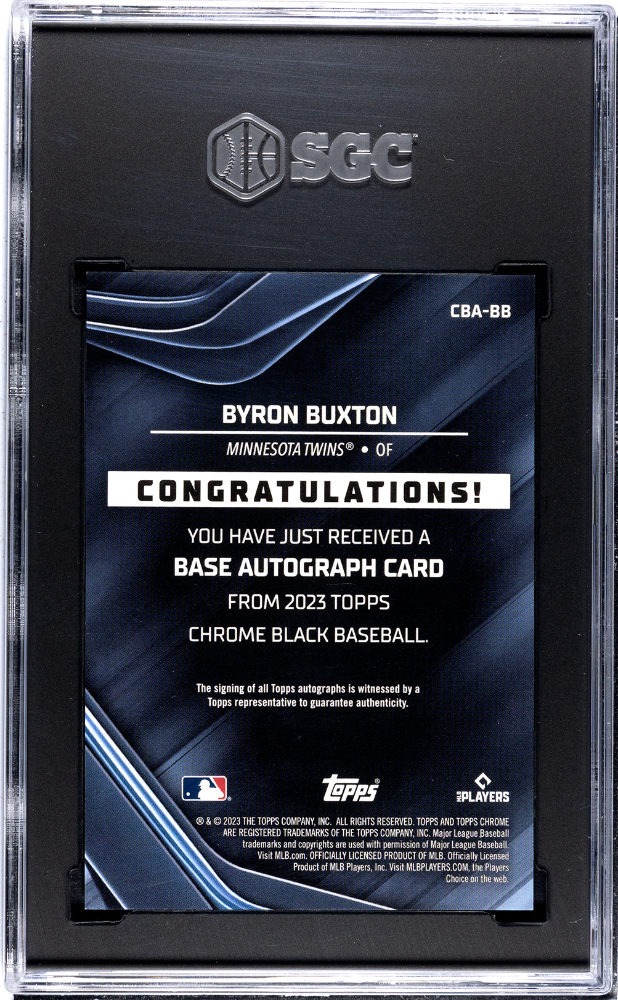 2023 Topps Chrome Black Byron Buxton #CBA-BB Green Refractor SGC 10 Auto 10