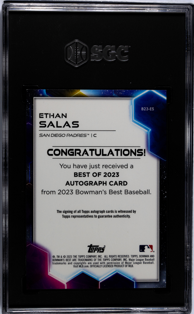 2023 Bowman's Best Ethan Salas #B23-ES Of '23 Gold Lava Refractor SGC 9