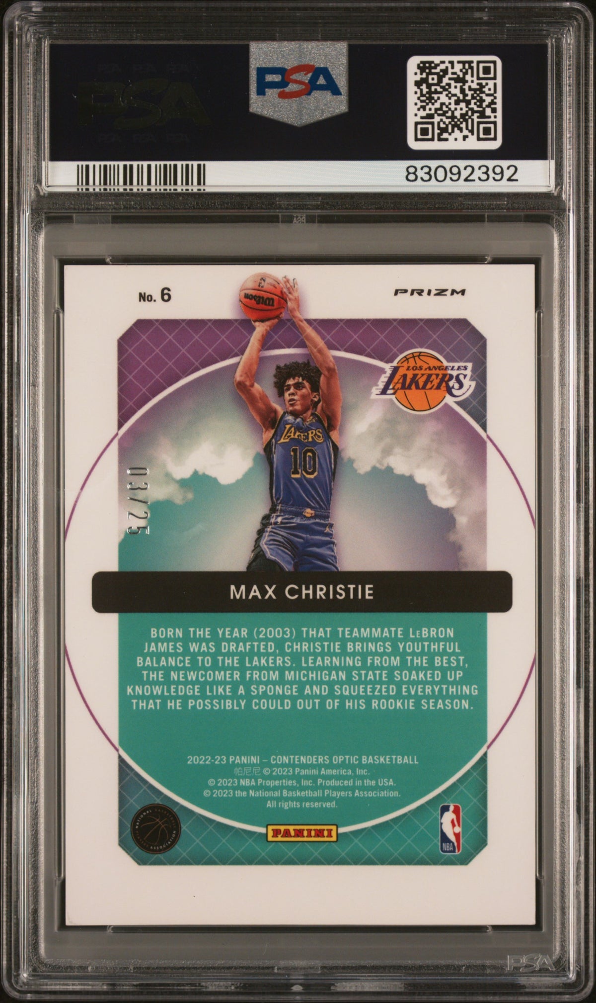 2022 Panini Contenders Optic Hoop Dreams Max Christie #6 Green Pulsar PSA 8