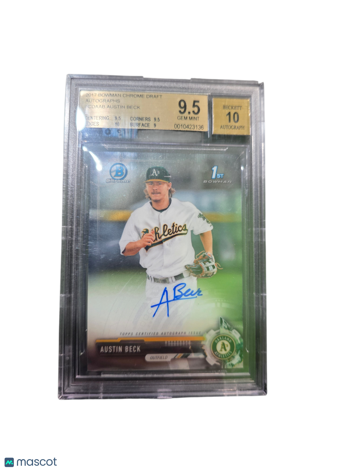 2017 Bowman Chrome Draft Autographs Austin Beck #CDAAB BGS 9.5 Auto 10