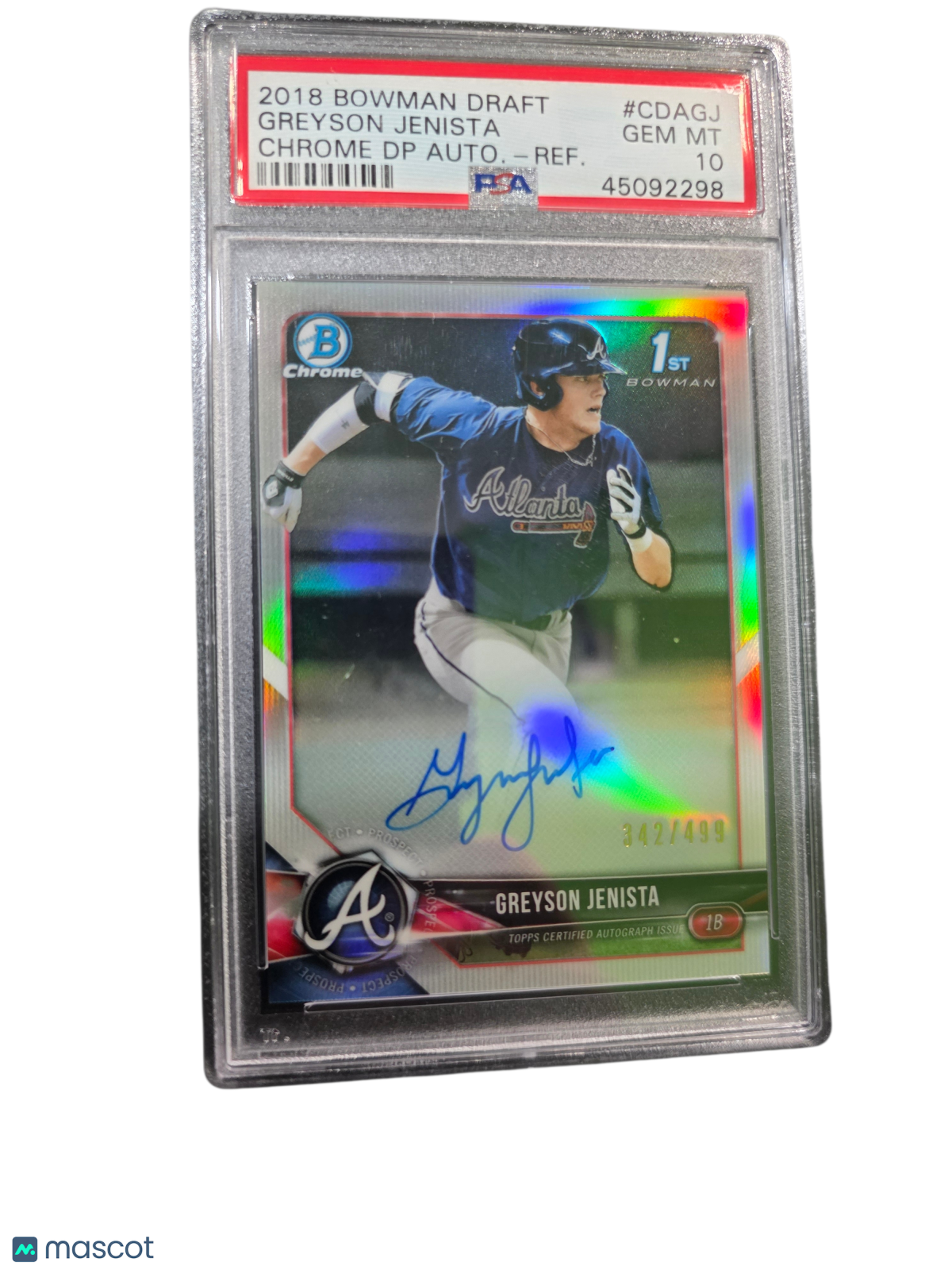 2018 Bowman Draft Chrome Draft Greyson Jenista #CDAGJ DP Auto Refractor PSA 10