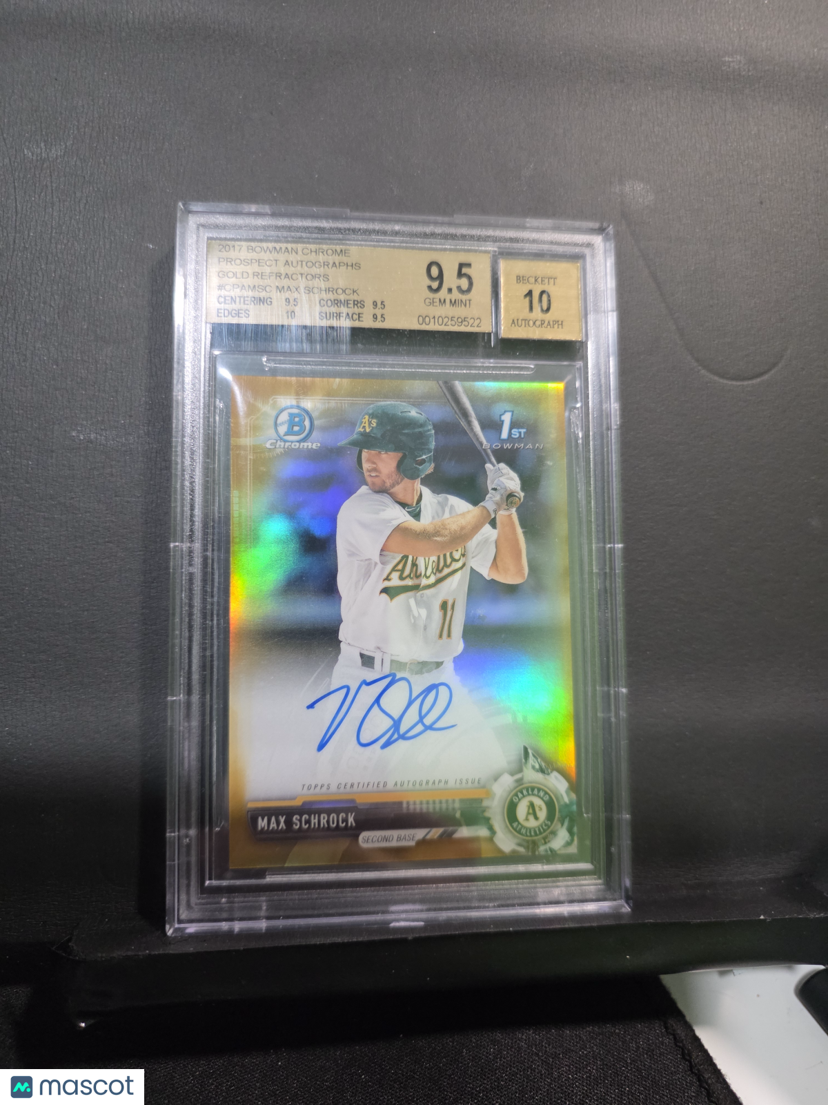2017 Bowman Chrome Prospect Auto Gold Max Schrock #CPAMSC BGS 9.5 Auto 10
